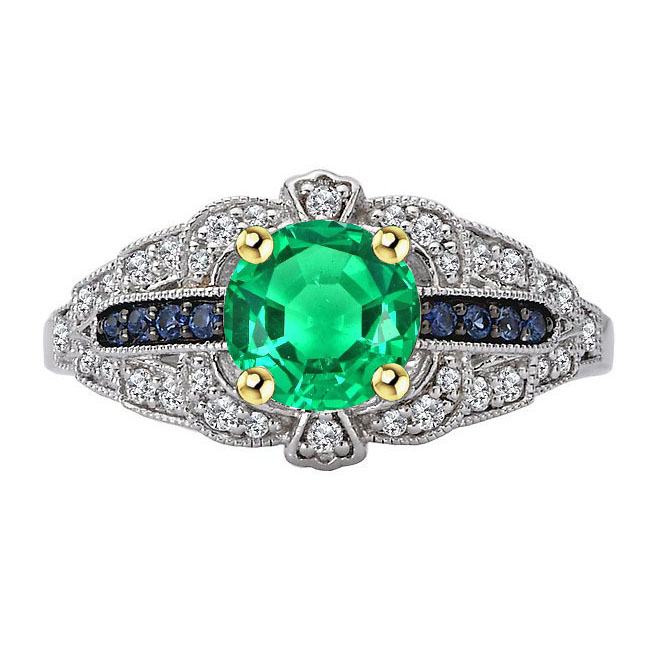 Natürlicher Kolumbianischer Smaragd Edelstein-Ring 2,50 Karat 14K – Hauptansicht