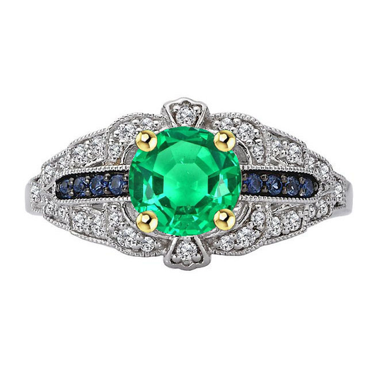 Natürlicher Kolumbianischer Smaragd Edelstein-Ring 2,50 Karat 14K – Hauptansicht