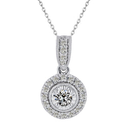Vintage Edler Diamant Anhänger-Halskette 2 Karat – 14 Karat