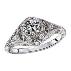 Naturreiner Old Mine Cut Diamant Antragsring – 3 Karat in 14K