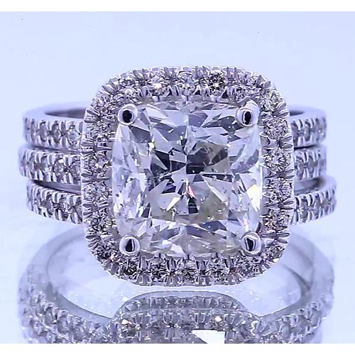 Vintage Typ Jubiläumsring Kissen Natürliche Diamant 4.50 Karat