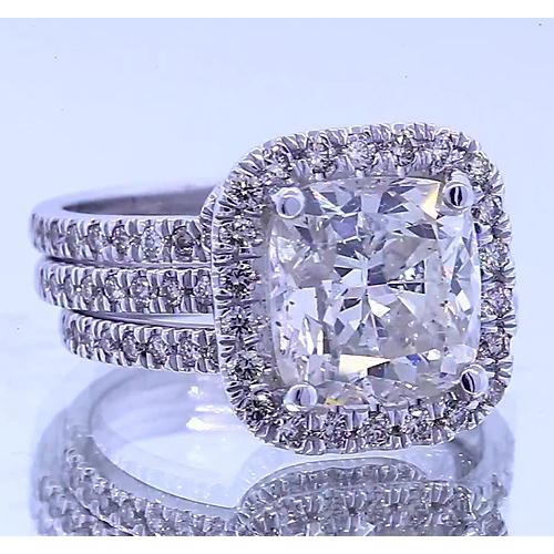 Vintage Typ Jubiläumsring Kissen Natürliche Diamant 4.50 Karat