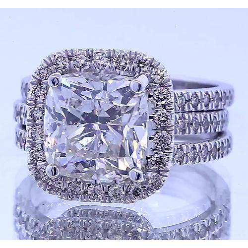 Vintage Typ Jubiläumsring Kissen Natürliche Diamant 4.50 Karat