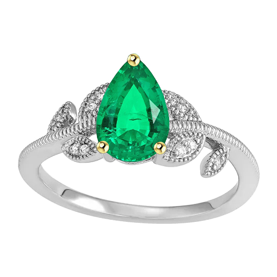 Farbstein-Ring Bicolor 14K Gold mit Edler Smaragd – Hauptansicht