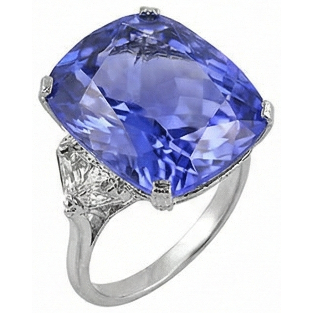 echter trillion tansanit 6.30Karat ring Draufsicht