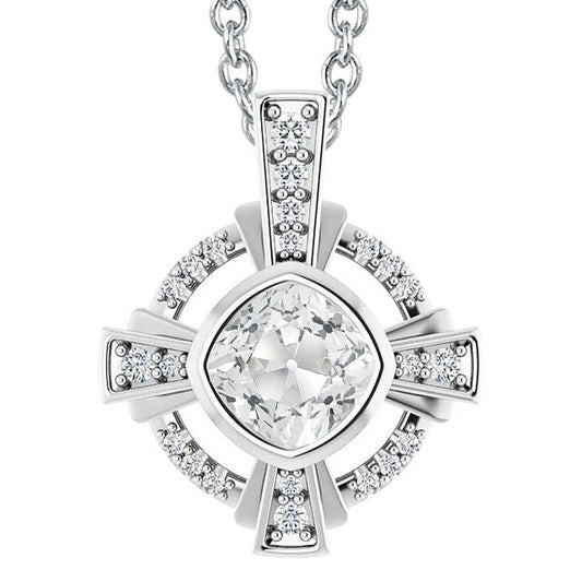 Weißgold Echt Diamant Anhänger Lünette Set Schiebekissen Alter Bergmann 5.50 Ct. - harrychadent.ch
