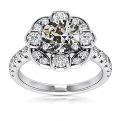 Weißgold Halo Ring Runder Alter Minenschliff Echt Diamant Schmuck 5 Karat