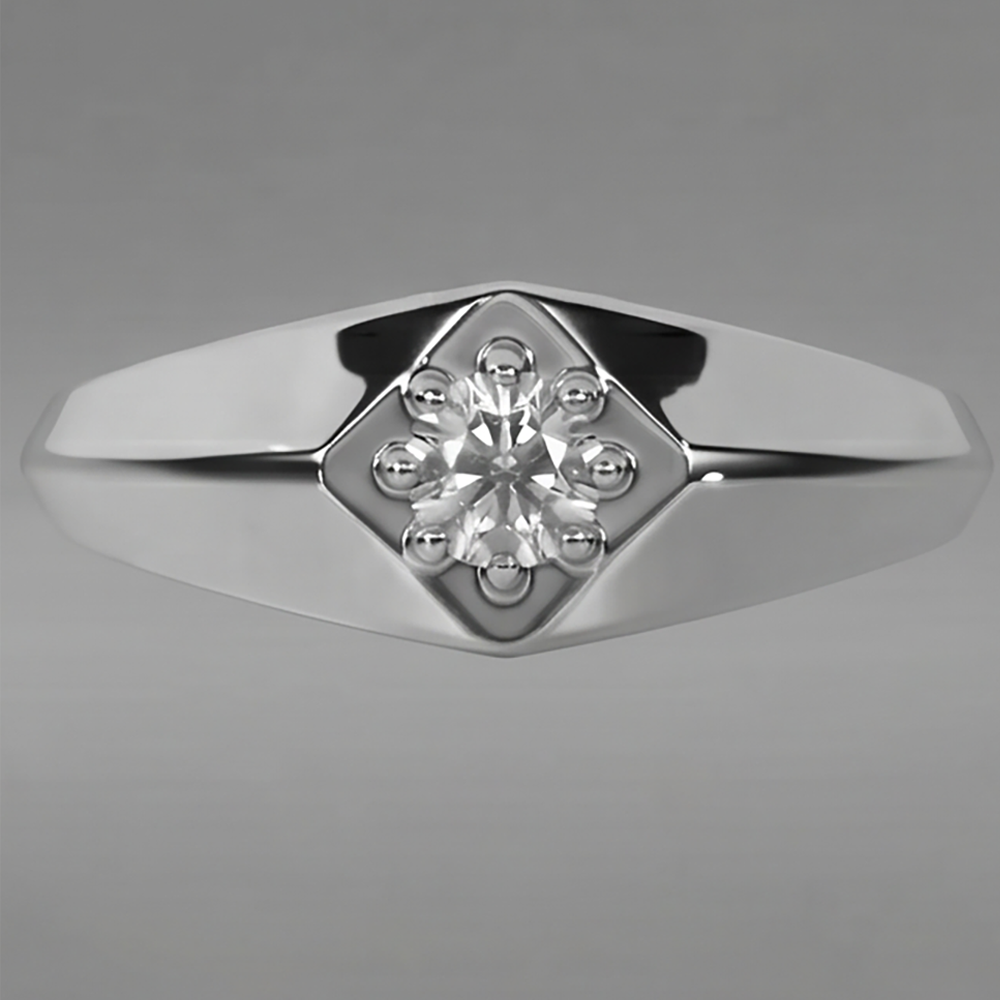 Weiß Gold Herren Ring Mit Echt Diamant