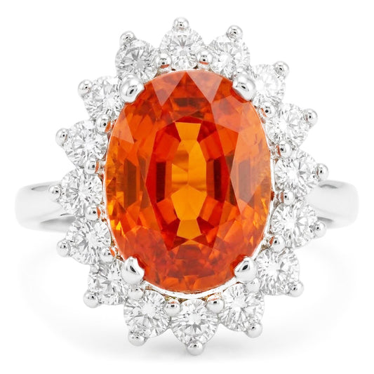 Weißgold 14K 10 Kt Roter Granat mit Diamanten Jubiläumsring