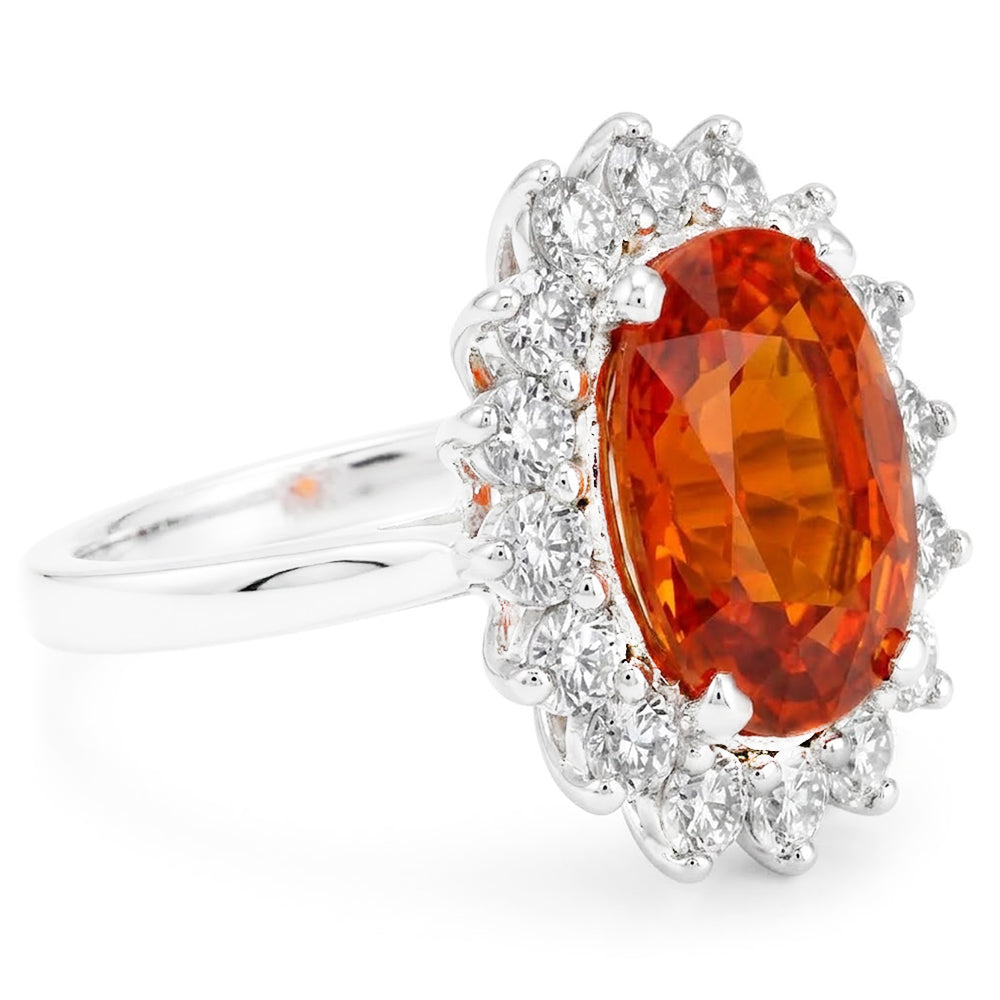 Weißgold 14K 10 Kt Roter Granat mit Diamanten Jubiläumsring