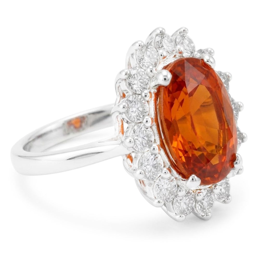 Weißgold 14K 10 Kt Roter Granat mit Diamanten Jubiläumsring