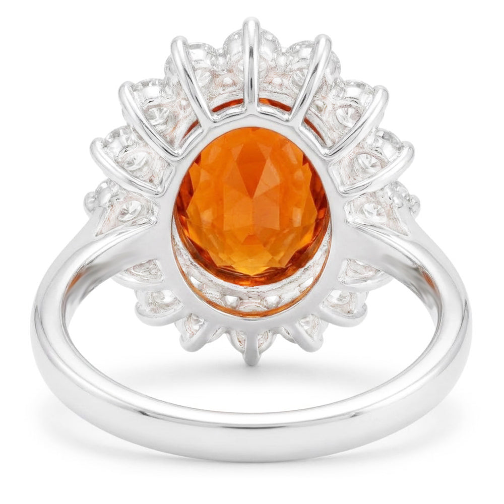 Weißgold 14K 10 Kt Roter Granat mit Diamanten Jubiläumsring