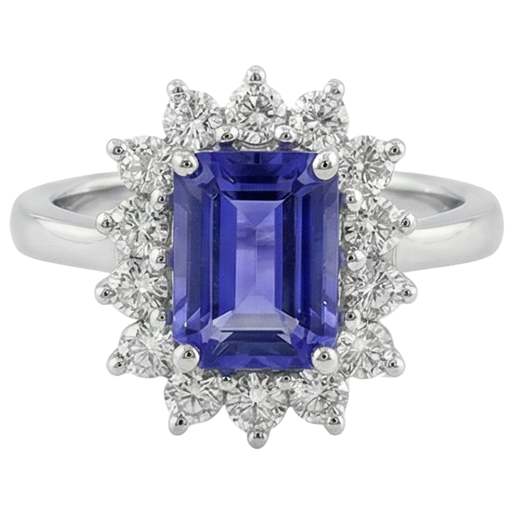 echter round tansanit 10.75Karat ring Seitenansicht