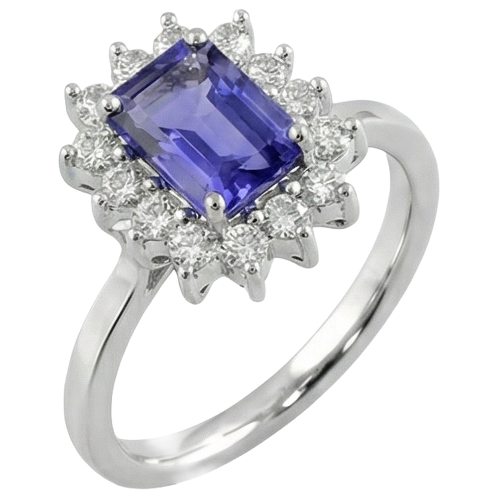 echter round tansanit 10.75Karat ring Draufsicht