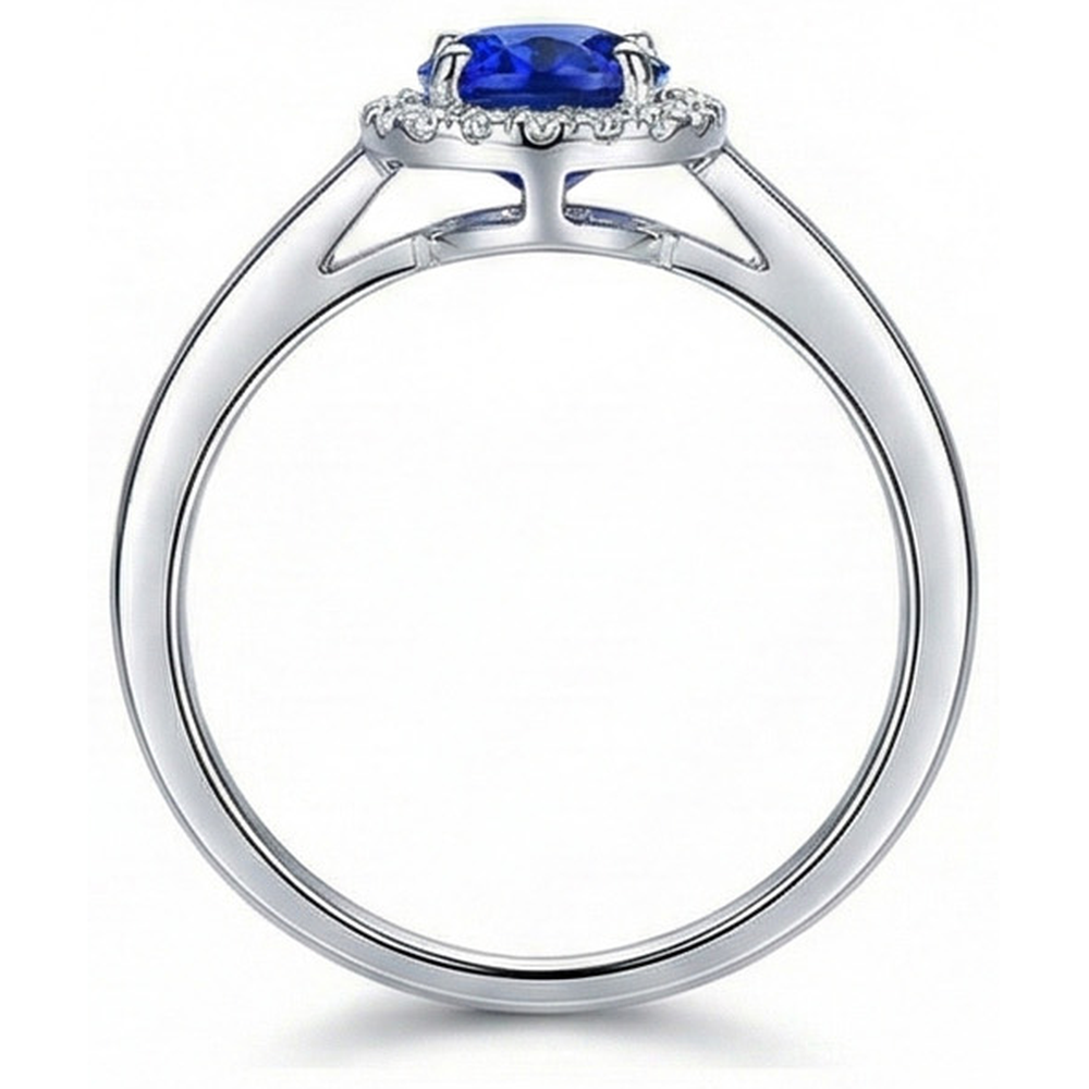 Weißgold 14K 2.30 Kt Ceylon Saphir Diamanten Ring Neu