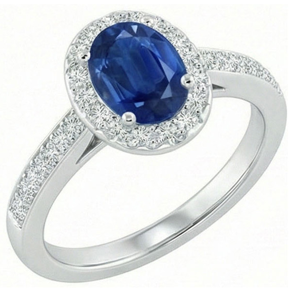 Weißgold 14K 2,11 Karat Saphir und Diamanten Jubiläumsring Neu