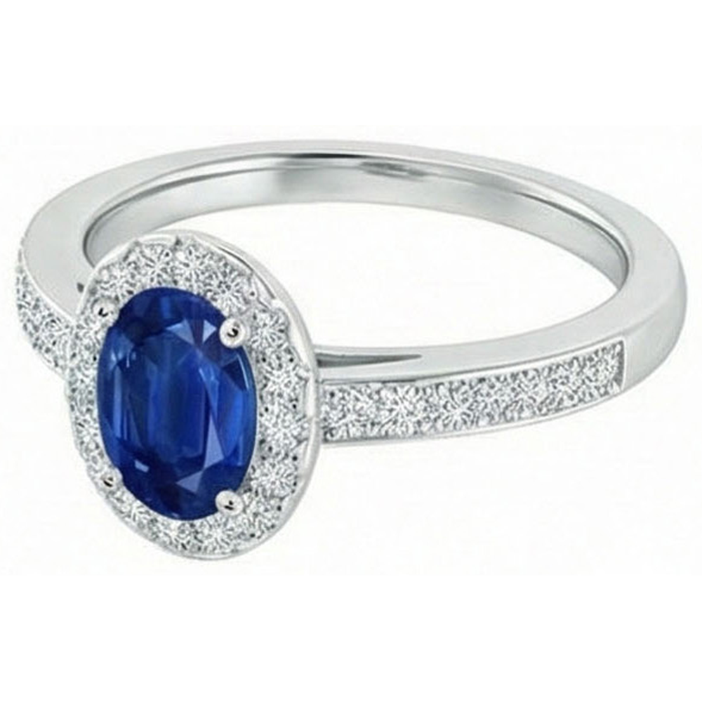 Weißgold 14K 2,11 Karat Saphir und Diamanten Jubiläumsring Neu