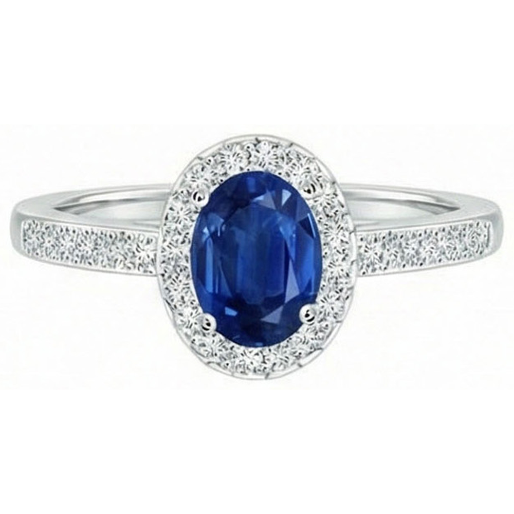 Weißgold 14K 2,11 Karat Saphir und Diamanten Jubiläumsring Neu
