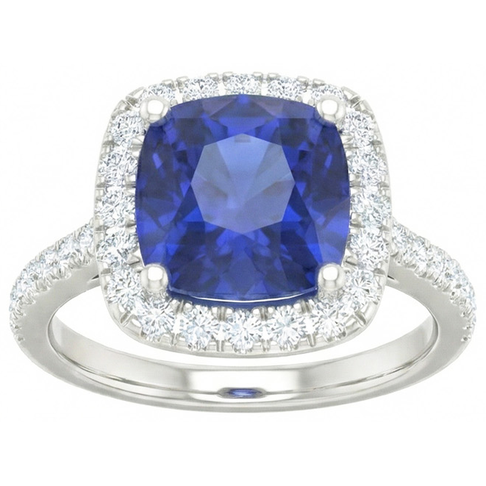 echter round saphir 2.45Karat ring Vorderansicht