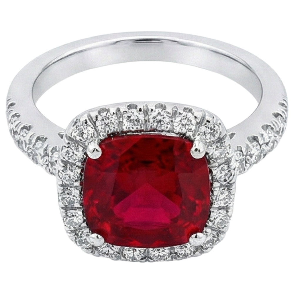 echter round rubin 4Karat ring Seitenansicht