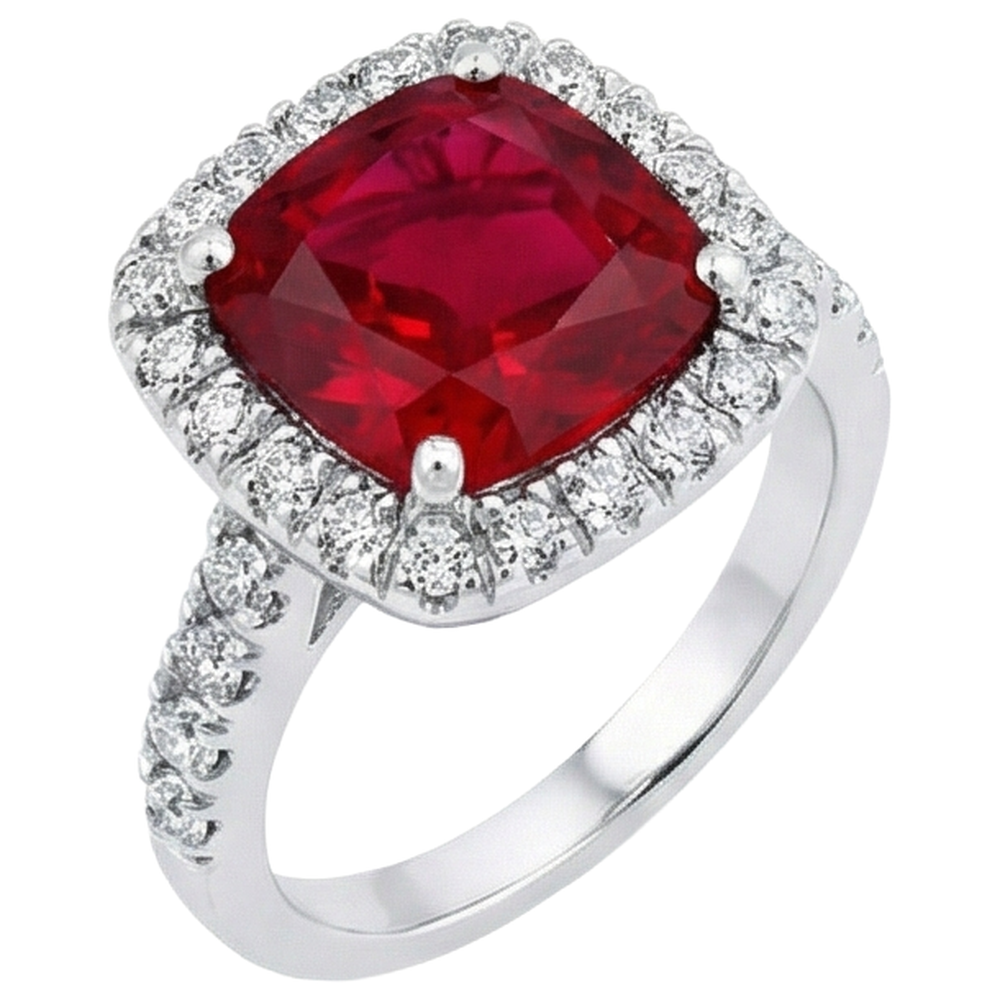 echter round rubin 4Karat ring Detailansicht