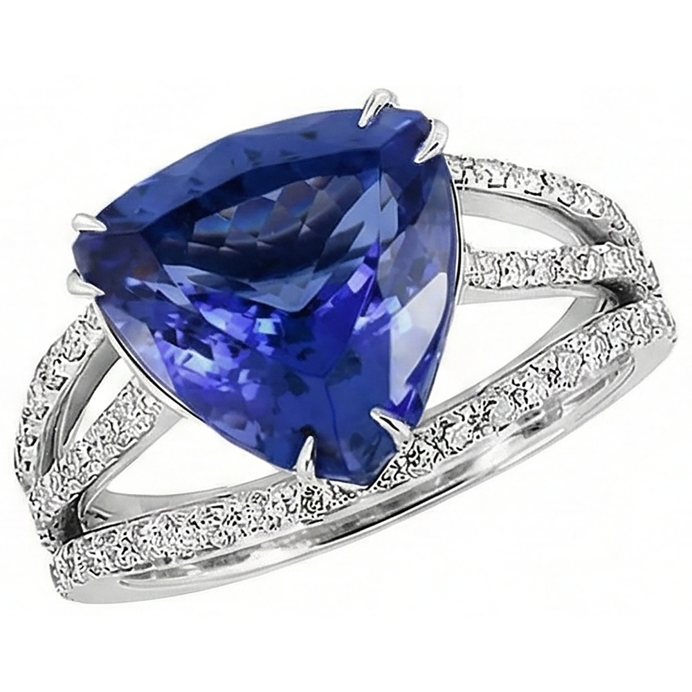 echter trillion tansanit 6Karat ring Draufsicht