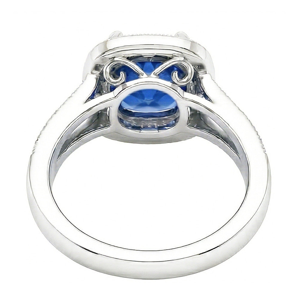 echter round saphir 3.60Karat ring Profilansicht