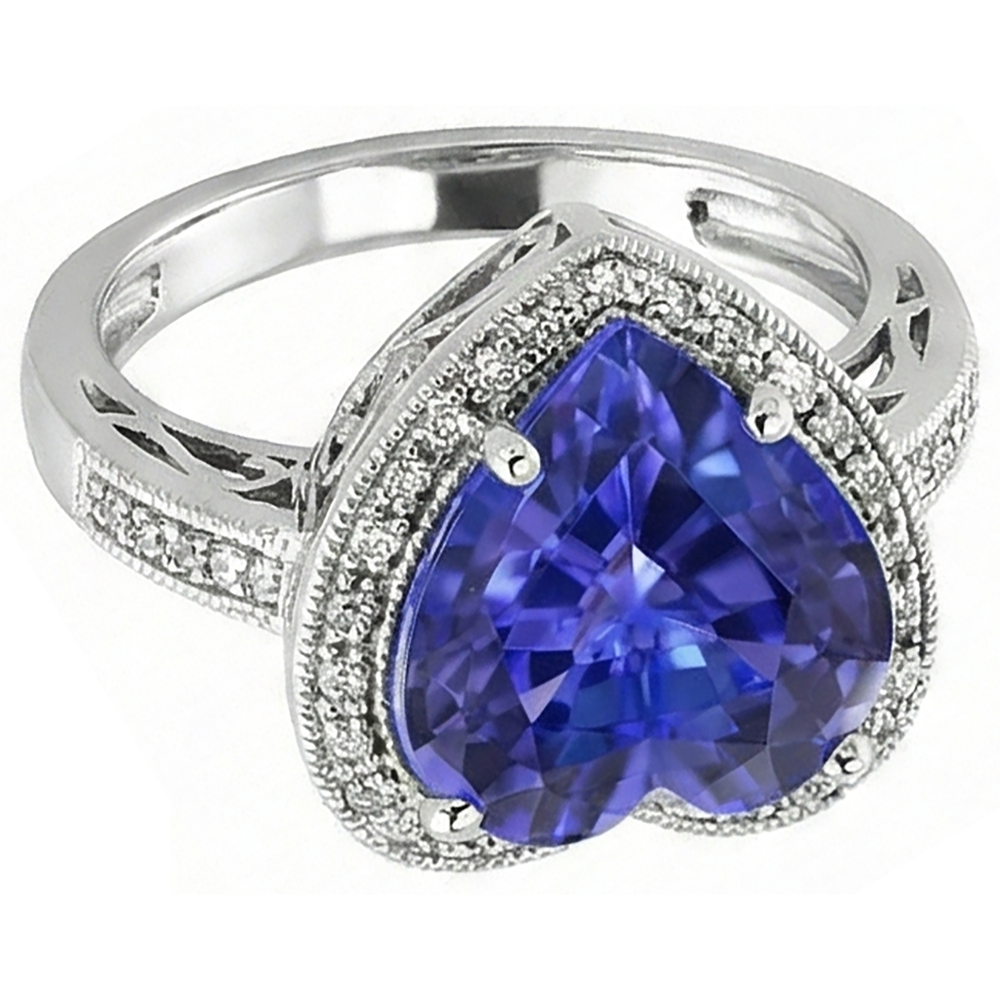 echter round tansanit 7.76Karat ring Seitenansicht