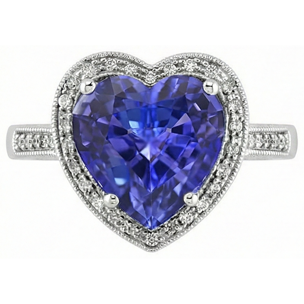 echter round tansanit 7.76Karat ring Draufsicht