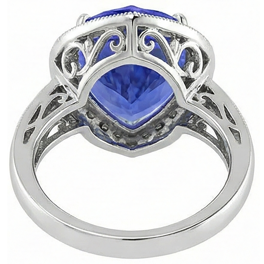 echter round tansanit 7.76Karat ring mit Diamantbesatz