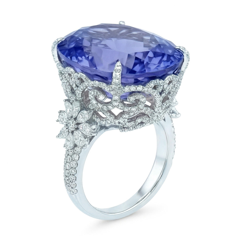 echter round diamant 6Karat ring Draufsicht