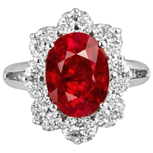 echter oval rubin 5.90Karat ring Vorderansicht