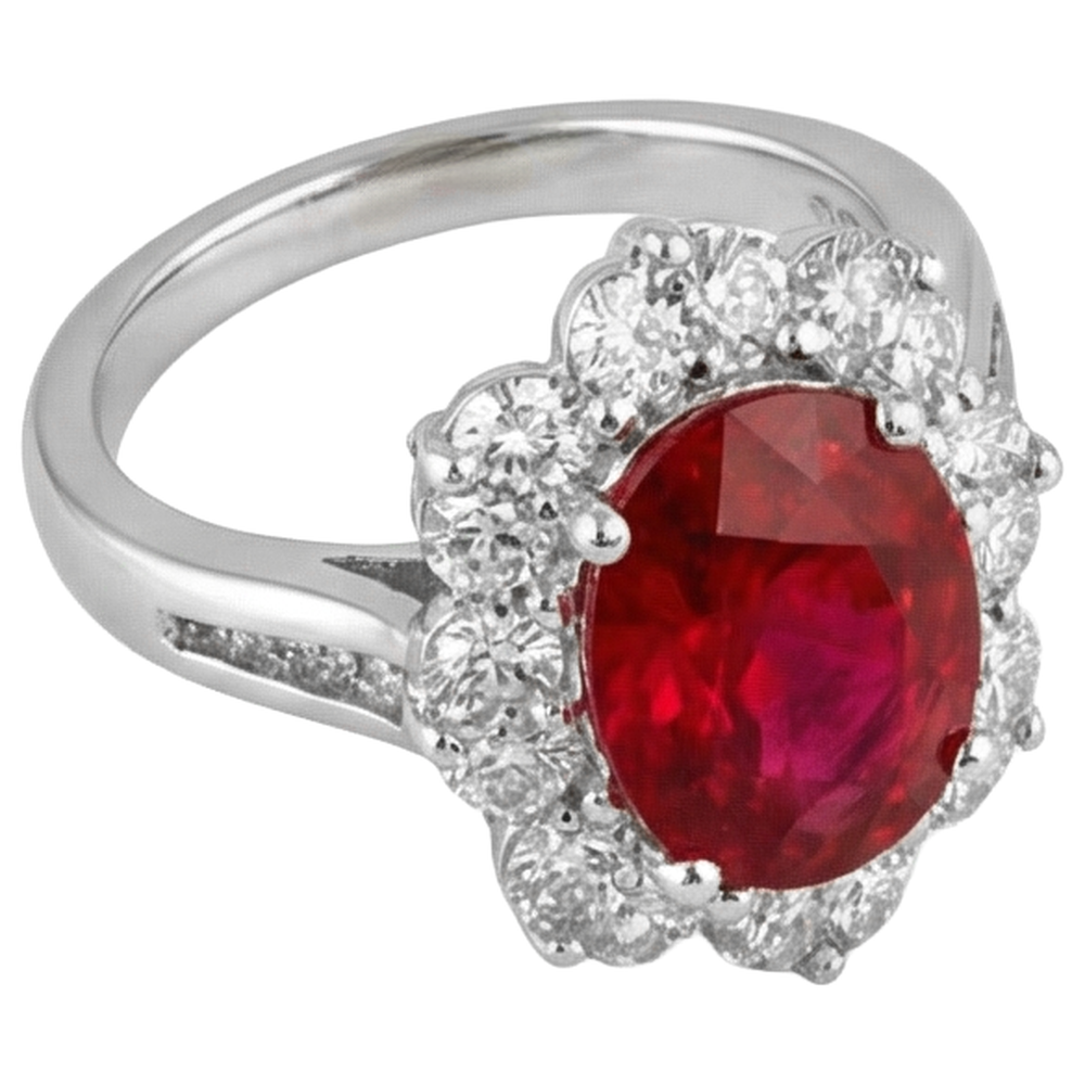 echter oval rubin 5.90Karat ring Seitenansicht