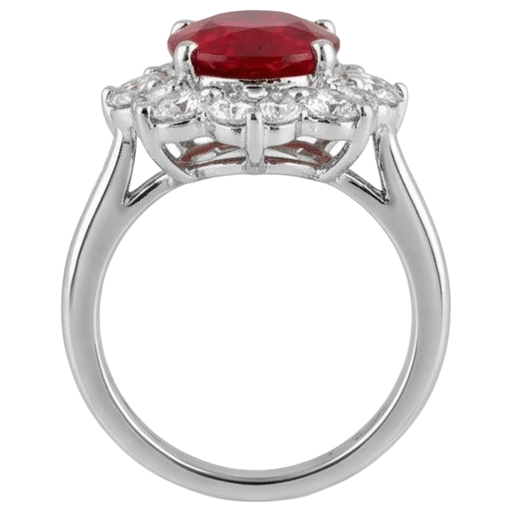 echter oval rubin 5.90Karat ring Profilansicht