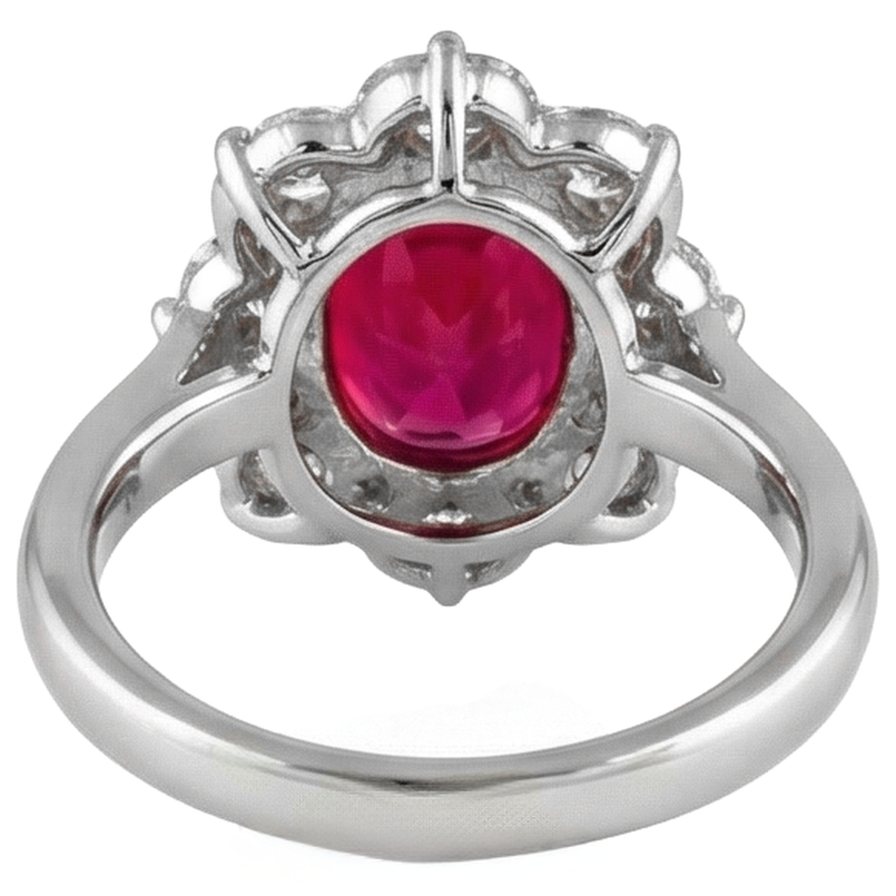 echter oval rubin 5.90Karat ring auf Weiß