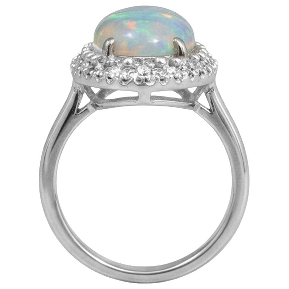 Weißgold 14K Opal und Diamanten 11,25 Karat Verlobungsring Neu