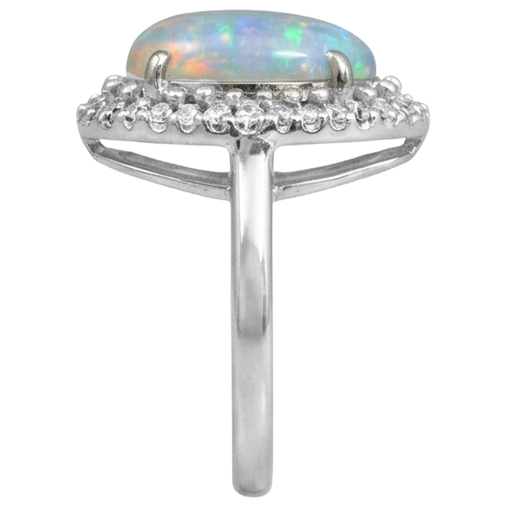 Weißgold 14K Opal und Diamanten 11,25 Karat Verlobungsring Neu