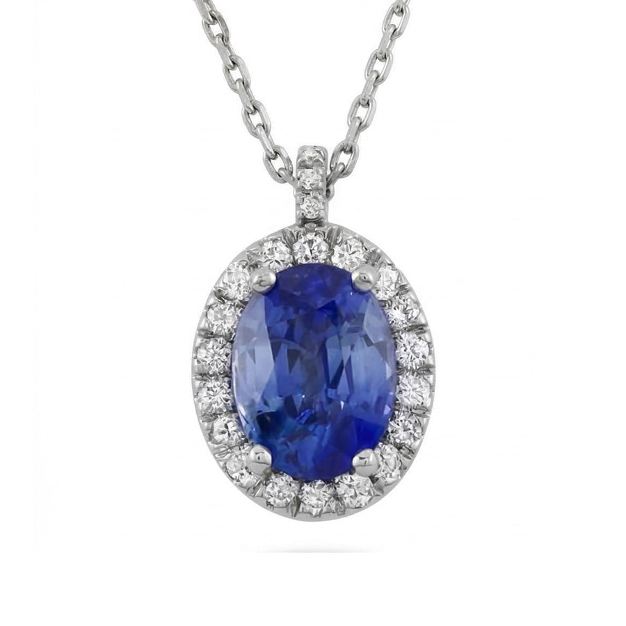 echter oval saphir 3.70Karat anhänger Vorderansicht