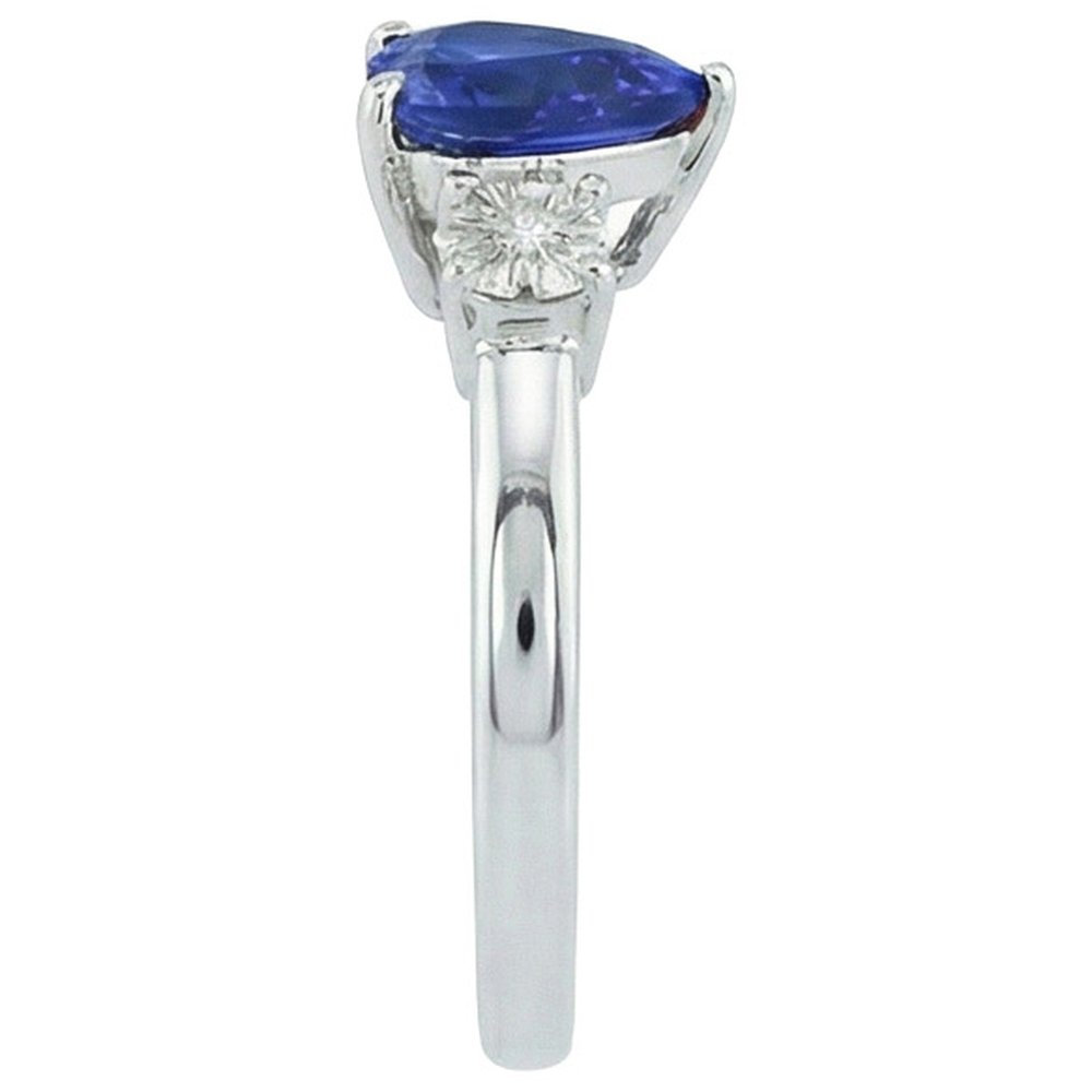Weißgold 3 Steine Ring Herz Sri Lanka Saphir & Diamanten 11 Karat