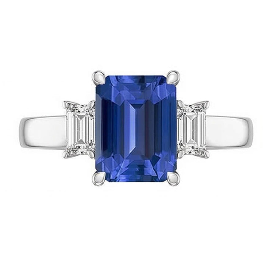 Weißgold 3 Steine Smaragd Saphir Ring 2,75 Karat Strahlende Natürlicher Diamant ( nicht im Labor gezüchtet )en