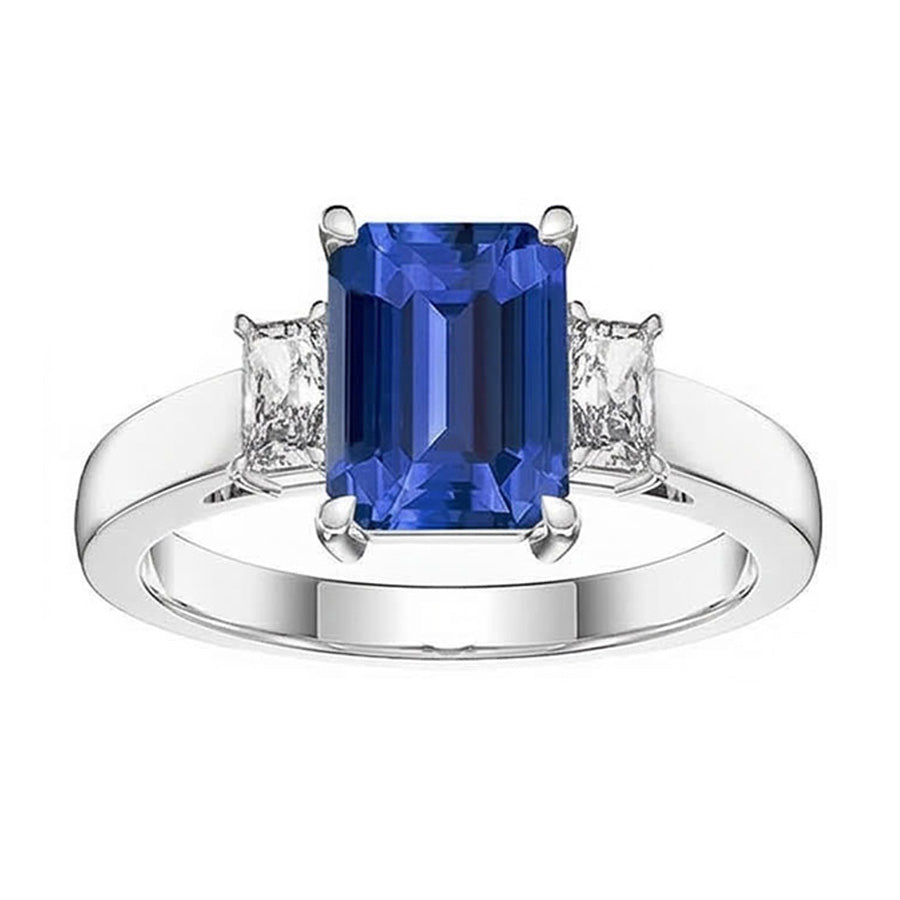 Weißgold 3 Steine Smaragd Saphir Ring 2,75 Karat Strahlende Natürlicher Diamant ( nicht im Labor gezüchtet )en