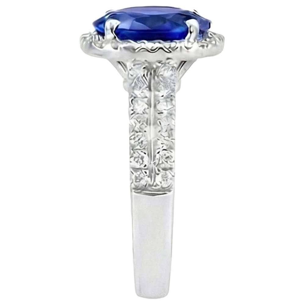 echter oval diamant 4.81Karat ring Profilansicht