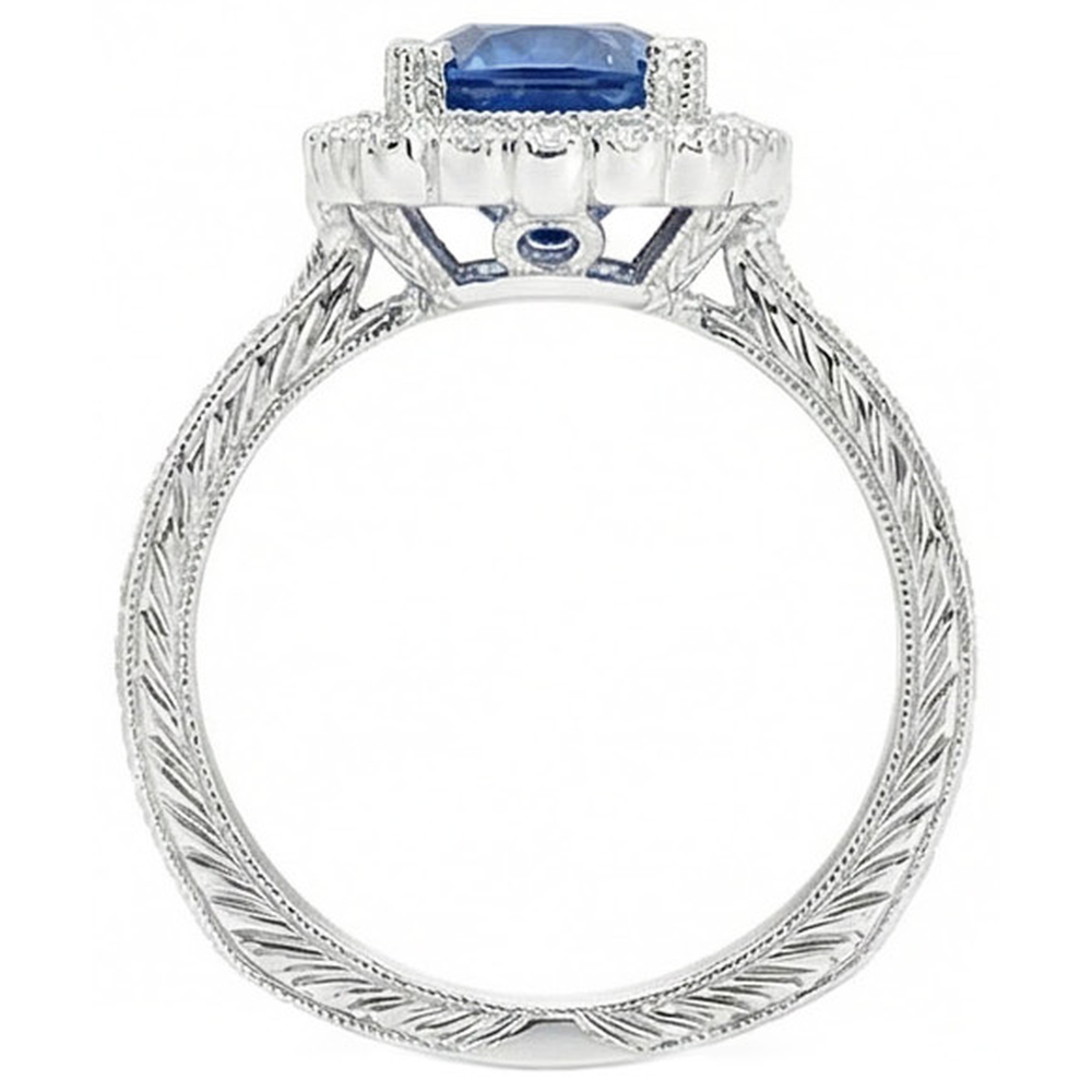 echter round saphir 4Karat ring Profilansicht