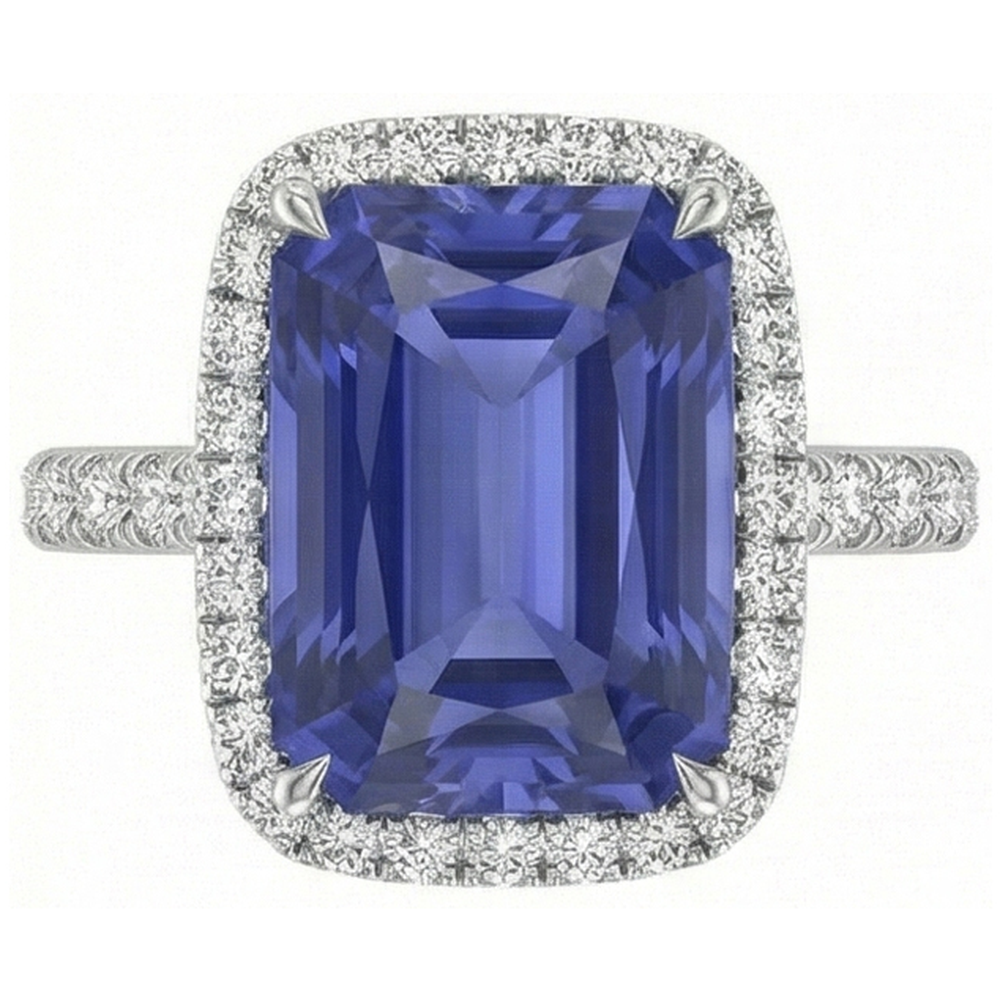 echter radiant diamant 4Karat ring Vorderansicht