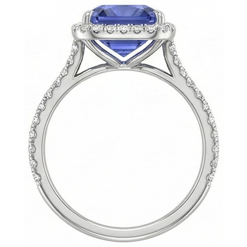 echter radiant diamant 4Karat ring Profilansicht