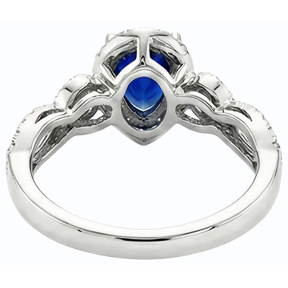 Weißgold Halo Blue Saphir Ring & Natürlicher Diamant ( nicht im Labor gezüchtet )en 4 Karat