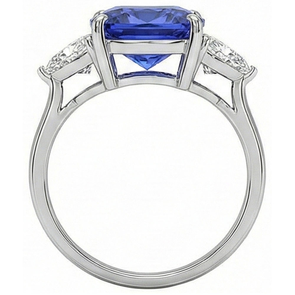 echter cushion diamant 3Karat ring Profilansicht