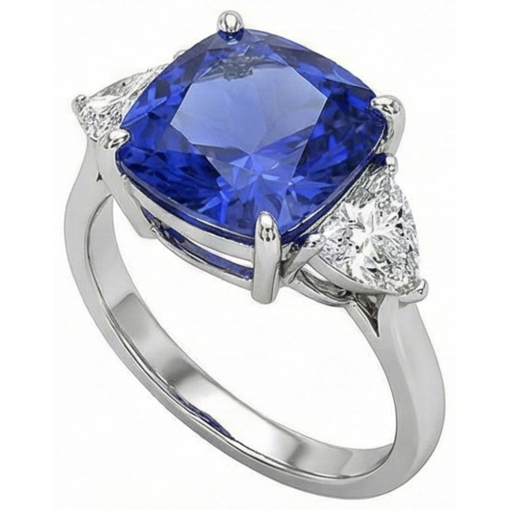 echter cushion diamant 3Karat ring Detailansicht
