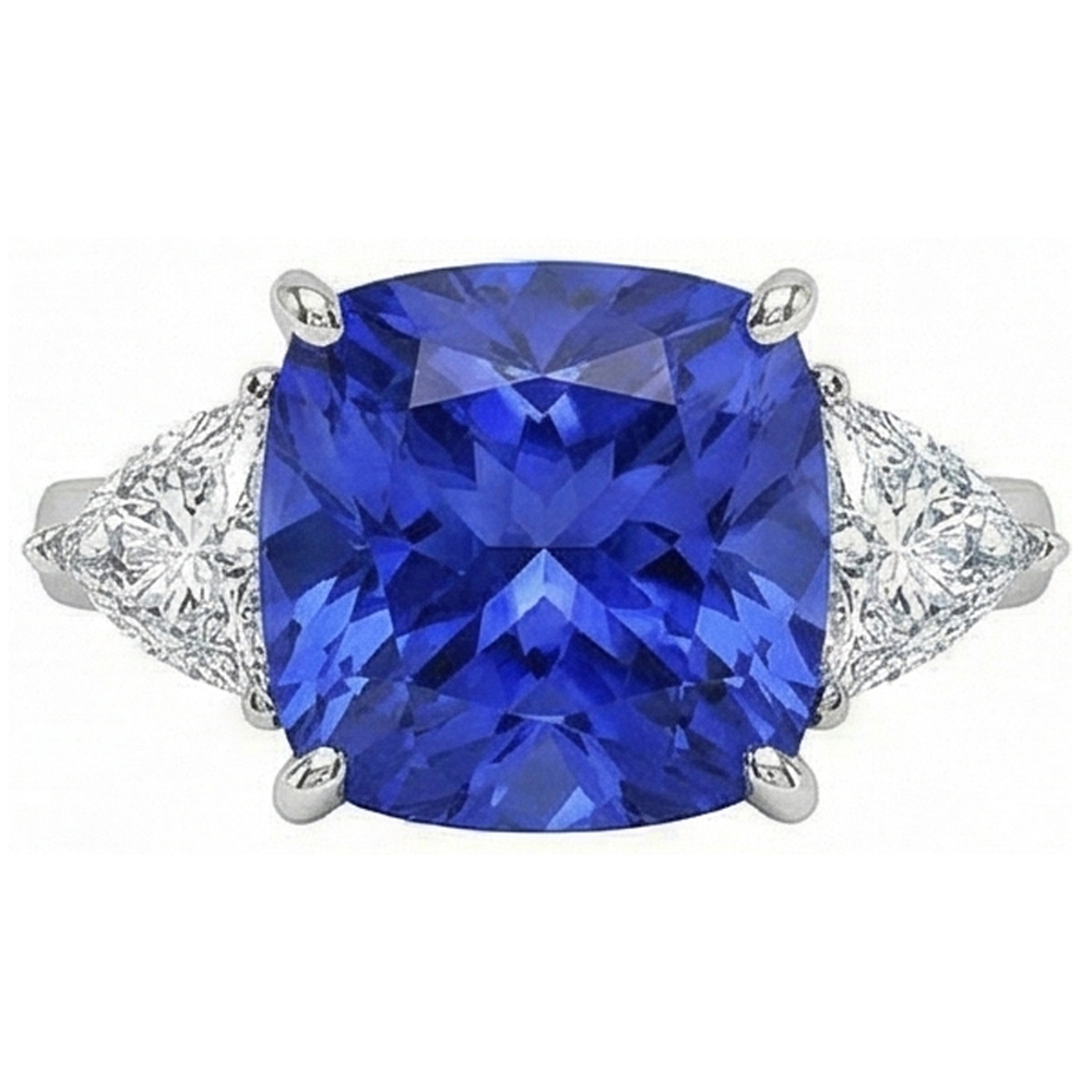 echter cushion diamant 3Karat ring Seitenansicht