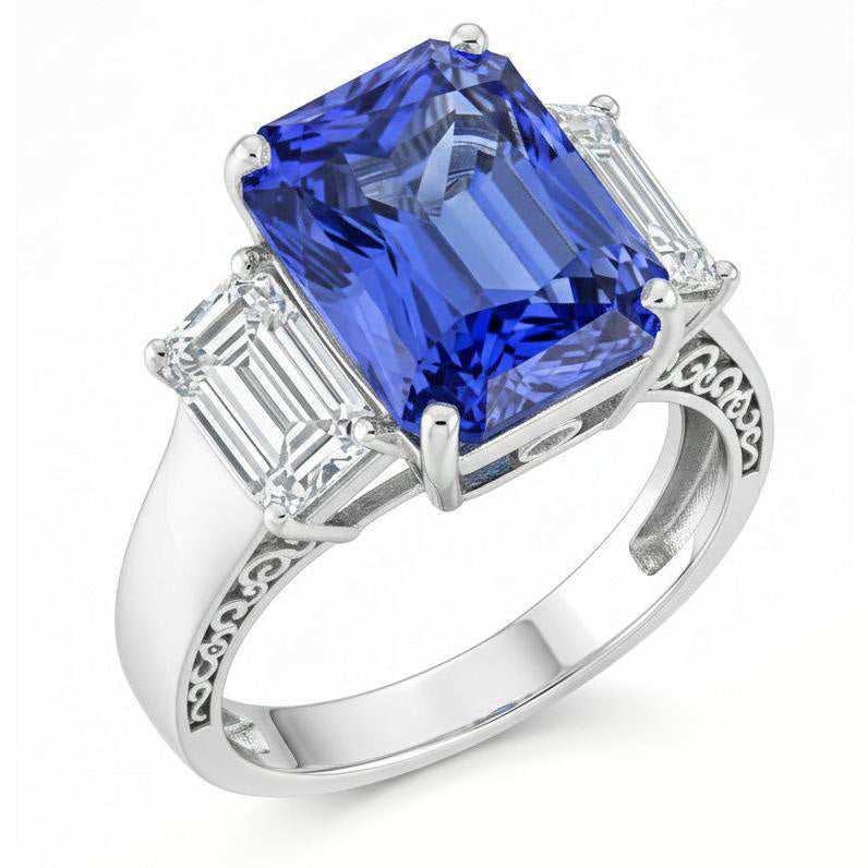 echter radiant diamant 5Karat ring Detailansicht